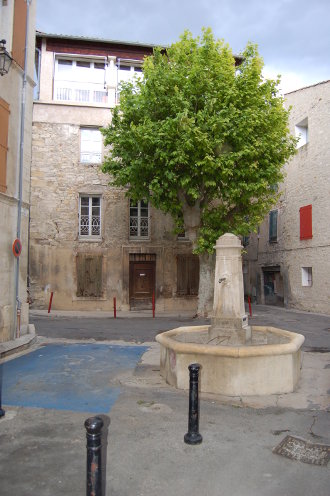 Placette, fontaine et arbre solitaire...